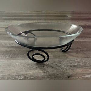 Elegant Glass Bowl with Metal Stand